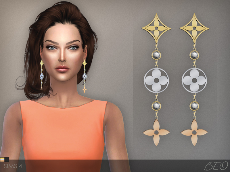 LV monogram idylle earrings for The Sims 4 by BEO (2)